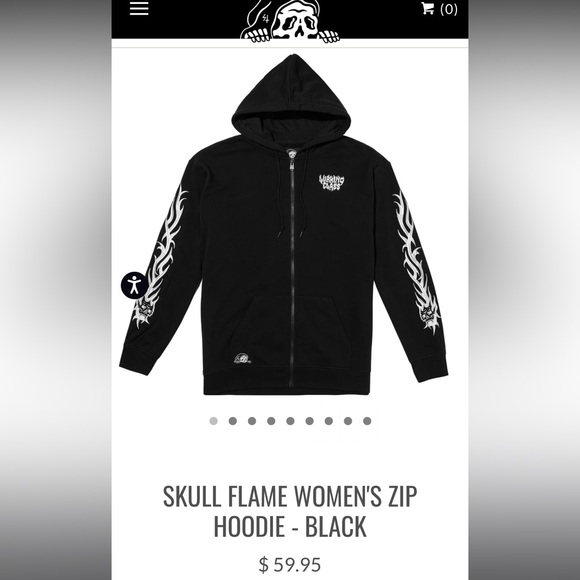 Lurking Class Skull Flame Womens Full Zip Hoodie *Great Cond* Sz. S - Picture 3 of 11